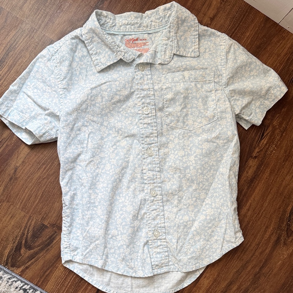 Cat & Jack Sky Blue Patterned Shirt